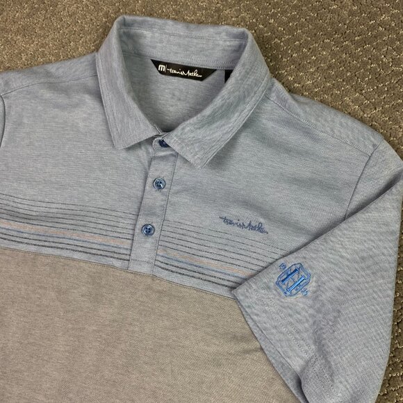 Travis Mathew Polo Shirt Men's Medium Golf A Soiree Sight Heather Blue Gray - Picture 1 of 9